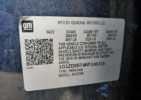 2022 Chevrolet Malibu Lt from USA, damaged, VIN 1G1ZD5ST4NF145216